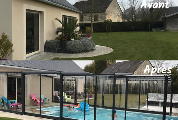 Réalisation d'un abri de piscine Gustave Rideau à Thorigne-D’anjou pour Jérome