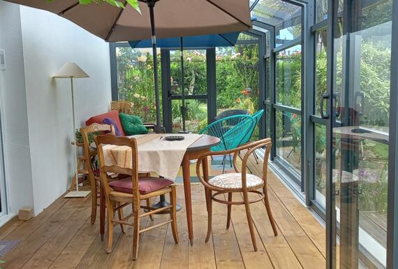 Réalisation d'un abri de terrasse Gustave Rideau à Ploemeur pour Danielle