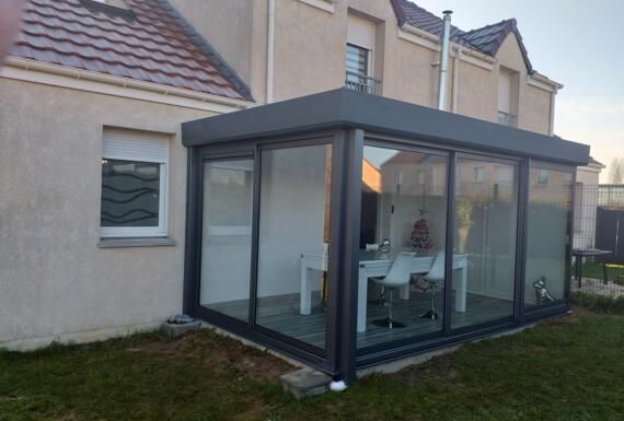Réalisation d'une véranda Gustave Rideau à Lievin pour Nicolas et Jessica