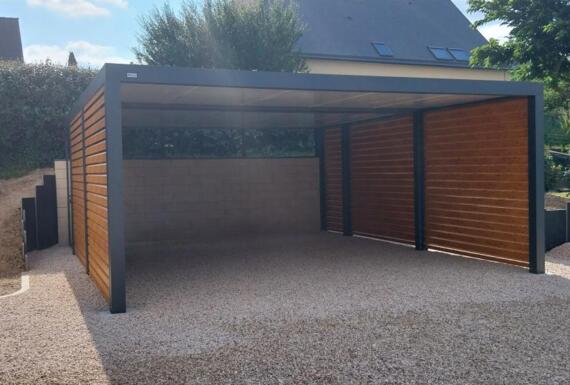 Réalisation d'une carport Gustave Rideau à Janze pour Yves et Nadine