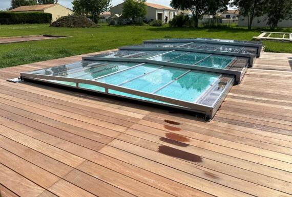 Réalisation d'un abri de piscine Gustave Rideau à Ballon pour Gabriel