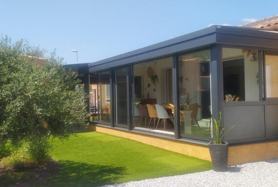 Réalisation d'une véranda Gustave Rideau à Cazouls-Les-Beziers pour Sandrine
