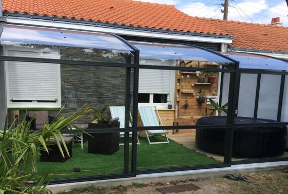 Réalisation d'un abri de terrasse Gustave Rideau à St-Gereon pour Anthony